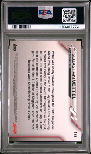 Sebastian Vettel 2020 Topps Chrome F1 #168 PSA 10 GEM MT - Bild 2 von 2