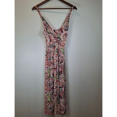 Angie Womens Southwestern Cactus Cowboy Boot Print Maxi Dress Pink Orange Large