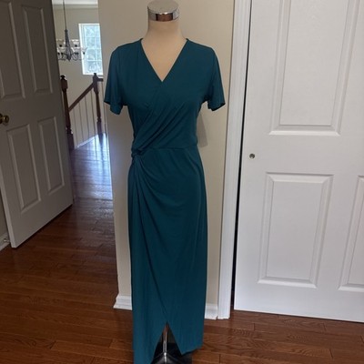 Gili Sweetheart Coast Wrap Dress Short Sleeve Teal Green Blue Size Medium