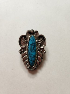 Faux Turquoise Silver-Tone Western Style Scarf Slide