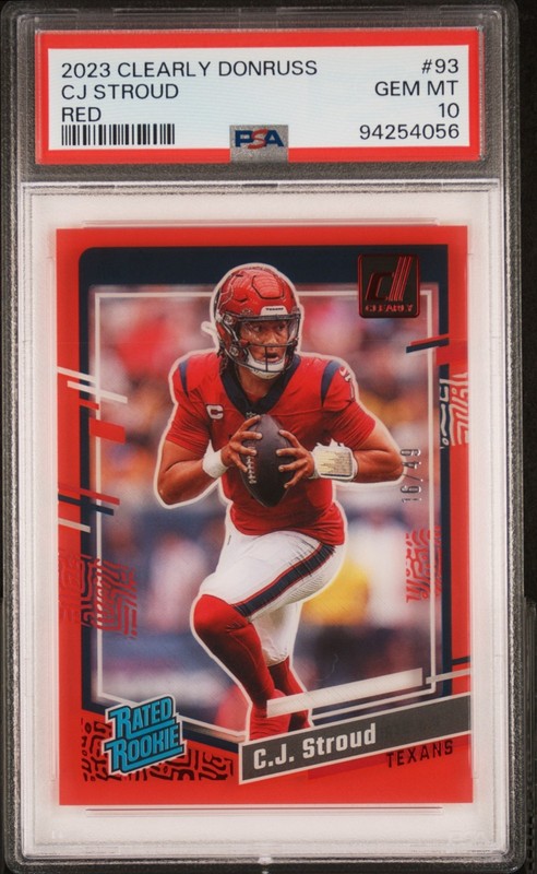 2023 Panini Football Clearly Donruss C.J. Stroud Red /49 RC Texans PSA 10