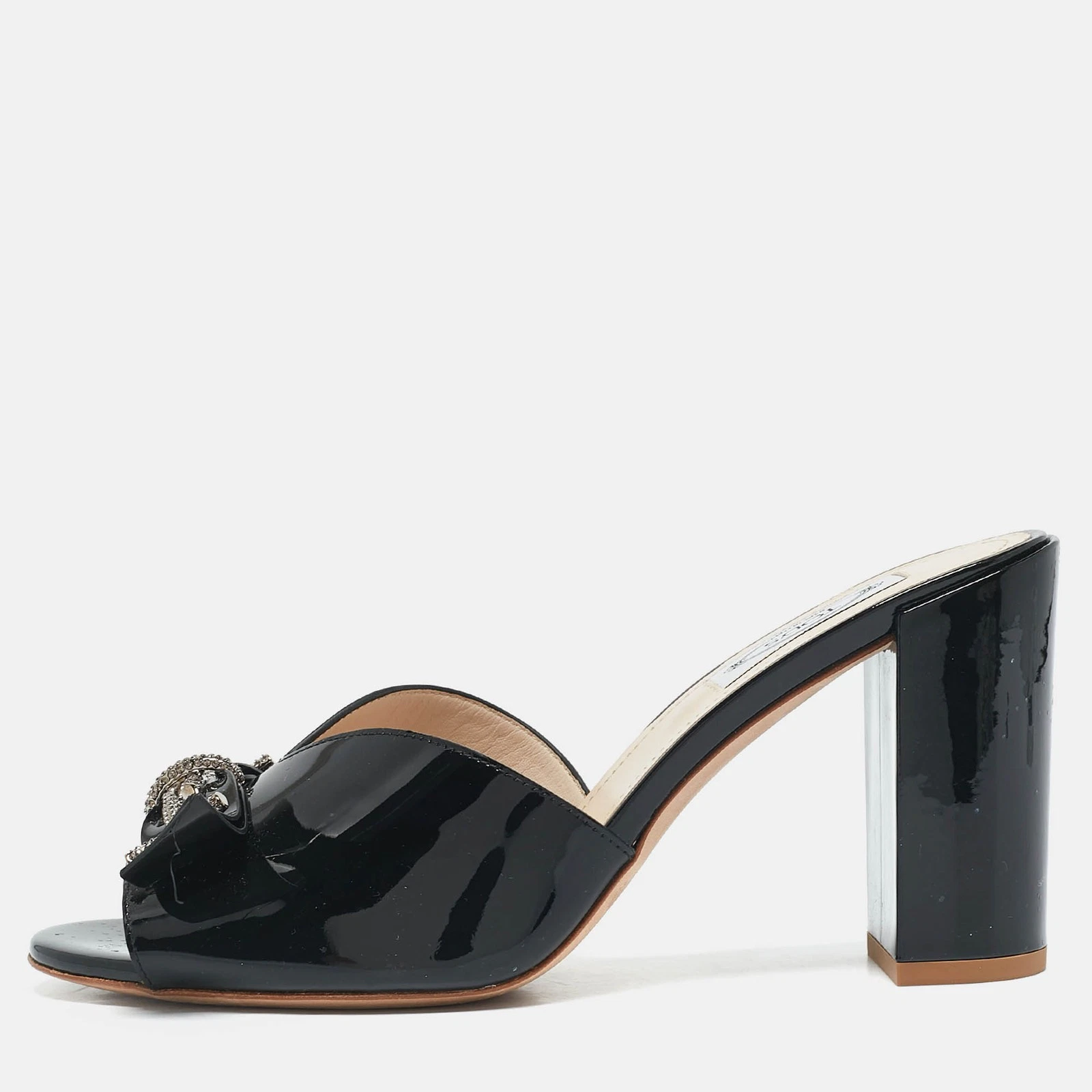 TOD’S Sandali Tod's neri in vernice con doppia T impreziositi da slide taglia 40