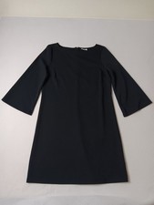 GAP Black Shift Dress Womens M  Sleeve Boat Neck Back Zip Classic LBD