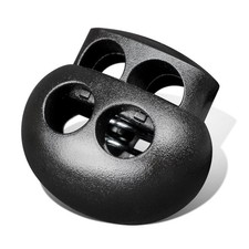Plastic Cord Lock Toggle Fasteners, Double Hole Spring Stoppers, 10 PCS, Black
