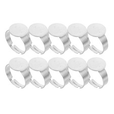 20Pcs 12mm Stainless Steel Ring Holder Adjustable Ring Tray (Silver) Ring Base