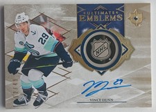 2023-24 Ultimate Collection Emblems Gold Auto Vince Dunn /49 Seattle Kraken