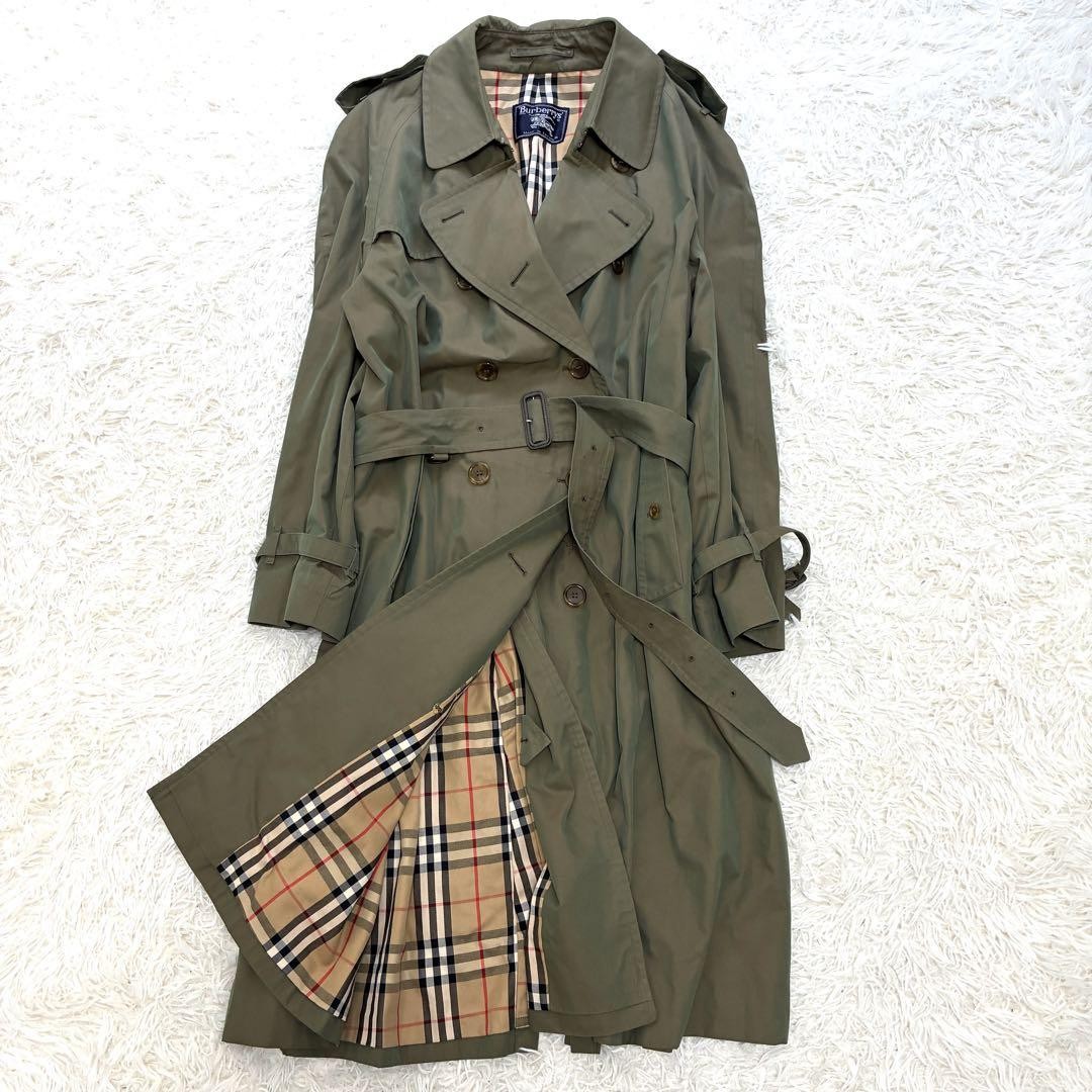 90s 00s BURBERRY ノバチェック trench coat y2k Large Size Burberry Trench Coat Nova Check Iridescent Khaki