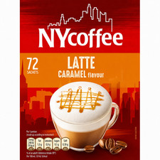 NYcoffee Caramel Latte Instant Coffee 72 Sachets 14g Each | Creamy Rich Flavour
