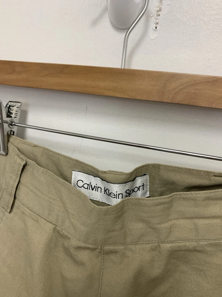 Falda deportiva vintage años 90 Calvin Klein para mujer beige midi algodón bolsillos talla 6 Foto 2 de 4