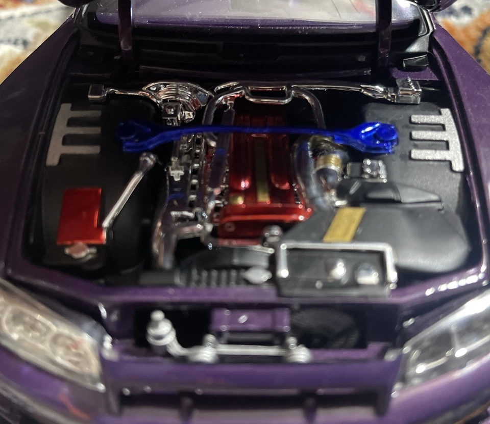 VTG Muscle Machines 2000 Nissan Skyline GTR Purple 1:18 Die Cast SS Tuner READ - Image 3 of 4