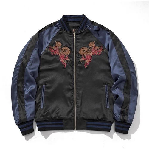 Herren Sukajan Wende Souvenir Jacke japanisches Muster Stickerei Kirin Sakura - Bild 17 von 47