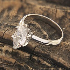 3.15Ct Marquise Cut Cubic Zirconia Set Solitaire Engagement Ring White Gold Over