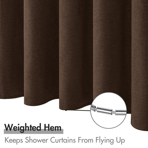 Extra Long Linen Shower Curtain 84 Inch Long with 12 Metal Hooks Washable Hea... - Picture 5 of 6