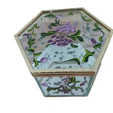 Vintage Beveled Glass Floral Mirror Bottom Trinket Box