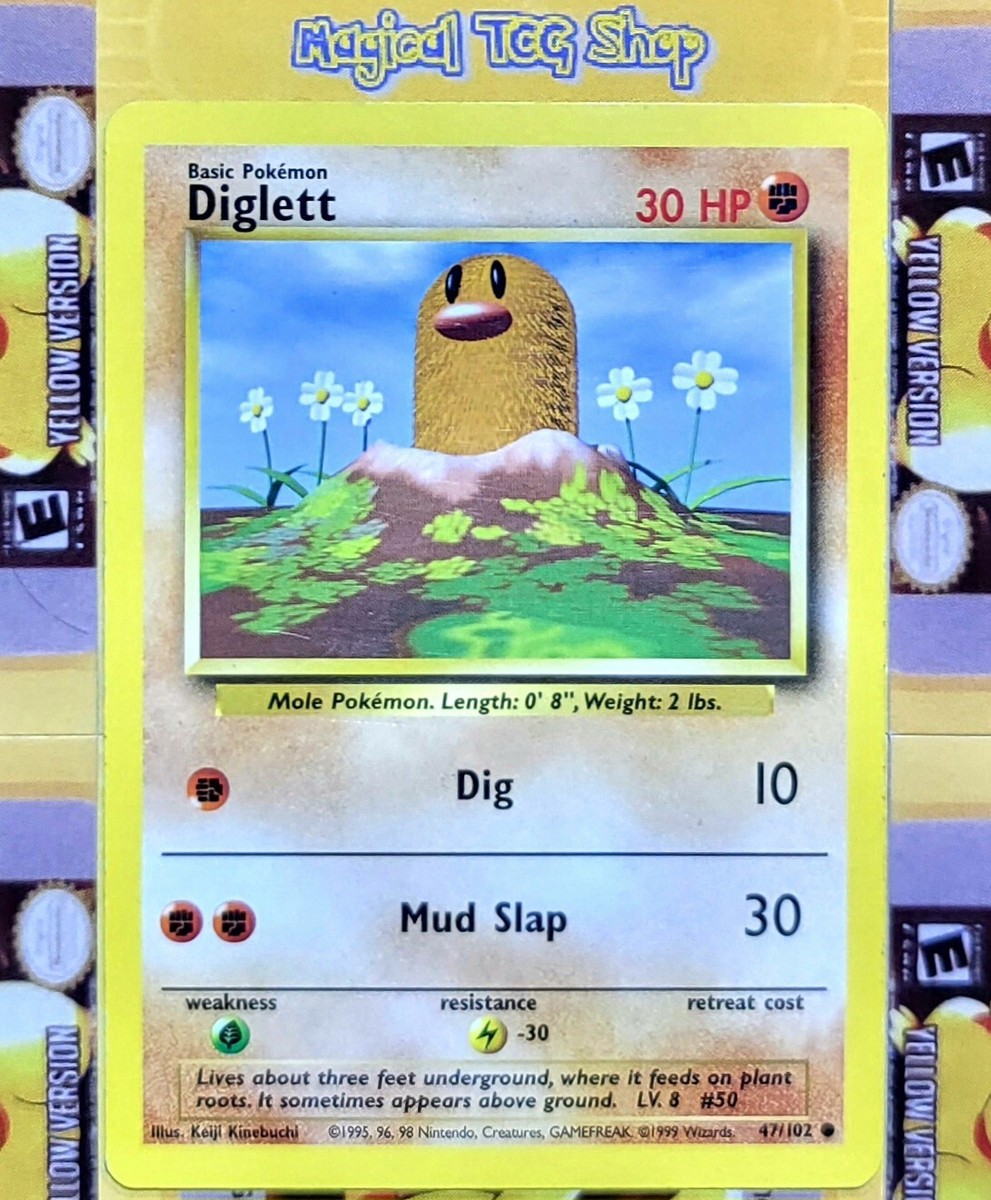 Pokemon Diglett Base Set Common 47/102 Misprint Energy Symbol