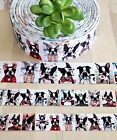 7/8, 1 & 1.5" (1 Yd) Boston Terrier Grosgrain Ribbon Animal Terrior Dog Collar