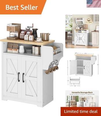 Space-Saving Coffee Bar Cabinet with Natural Wood Finish and Ample Storage Space