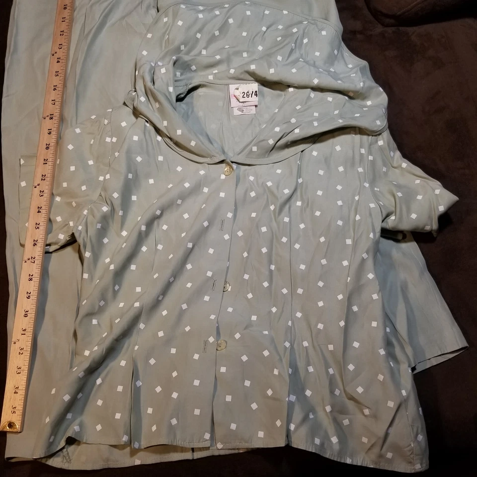 BLUSA Y PANTALONES BENTLEY DE COLECCIÓN ACETATO/RAYÓN HECHOS EN EE. UU. TOP MEDIANO/PANTALONES PEQUEÑOS Foto 2 de 4