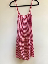 Red and White Striped Dress Jersey Drop Waist Swimsuit Cover Up Gap Body Size M