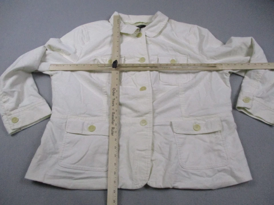 Talbots Jacket Womens 22 22W Ivory Velvet Lined Utility Military Chore Barn - Image 2 of 4