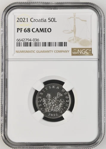 CROATIA coin 50 Lipa 2021 NGC PF 68 Cameo