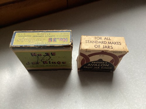 2 Fruit Jar Rings Boxes Cupples No. 35 Wide Mouth Kroger’s Avalon Reg. Mouth - Picture 4 of 9