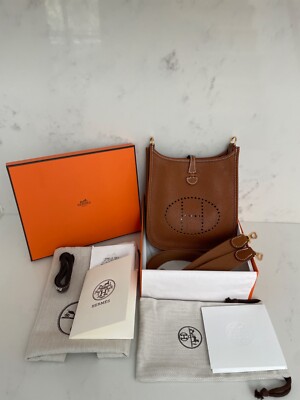 New Hermes Mini Evelyne 16 Amazone in Fauve/Gold Barenia Faubourg