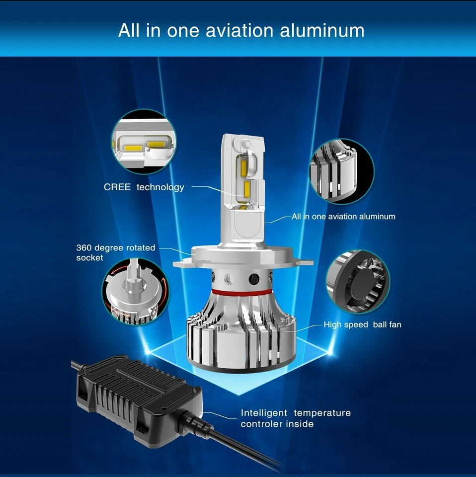 Alla Lighting Super Bright LED H7 Fog Light Bulb|Headlight Xenon White 2 years - Image 3 of 4