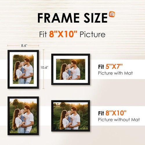 Cornice portafoto 8x10 confezione da 1, cornice per foto con plexiglass HD, display immagini - Foto 3 di 15