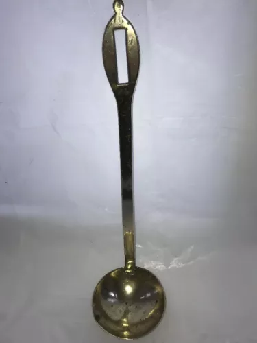 antique victorian brass dairy spoon ladle image 2