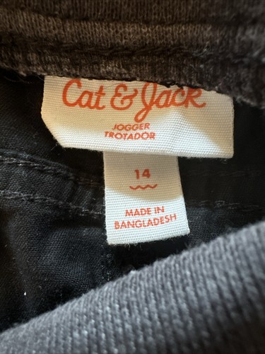 Cat & Jack Boys Stretch Jogger Pull Up Pants Drawstring Black Size 14 - Picture 3 of 3