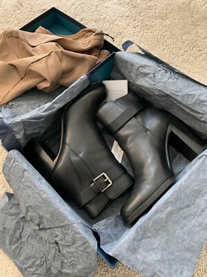 Sergio Rossi Leather Buckle Ankle Boots Scarpe Donna Bootie