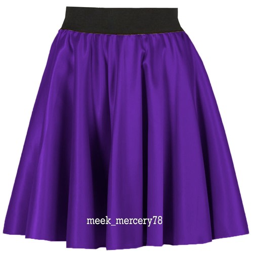 Satin Women's Swing Skirt Casual wear Ratro Skater Skirt Belly Dance S28-1 - Picture 34 of 46