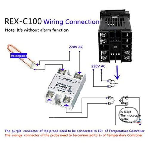 Digital PID Temperaturregler REX-C100 0 ℃ ~ 1300 ℃ Alarm Thermostat mit K-Typ DE - Bild 4 von 5