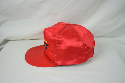 70s80s90s vintage OLD USA製 CAP leather 赤 80s90s USA製 vintage 海外企業CAP 刺繍 赤 黒 OLD新品 通販