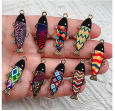 lot 90pcs cartoon fish Metal Charm Pendant DIY Earring Necklace Jewelry Making