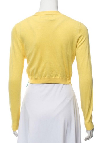 $525 NWOT MOSCHINO COUTURE YELLOW COTTON SHRUG W/ LOGO SZ L - Picture 3 of 4