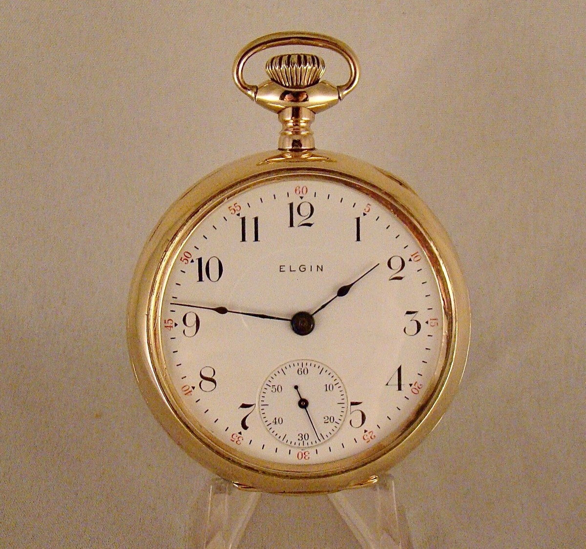 114 YEARS OLD ELGIN 17j 10k GOLD FILLED OPEN FACE 18s GREAT LOOKING POCKET  WATCH