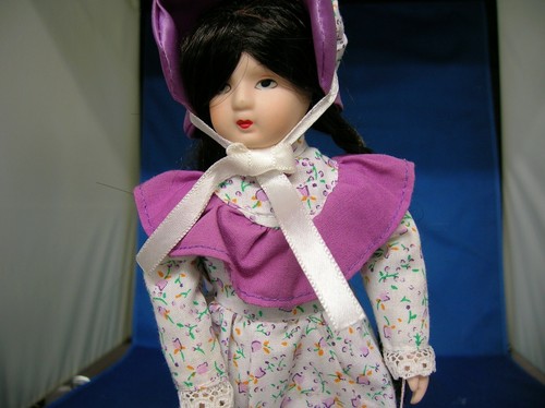 Country Collectible porcelain dolls with stand 8 1/2" tall by Russ Berrie & Co. - Picture 2 of 7