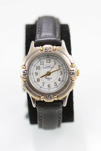 Montre Timex Vintage Pour Femme - Cadran Blanc, Bracelet Extensible Or, Quartz, Neuve De Batterie, Occasion Très Bon état