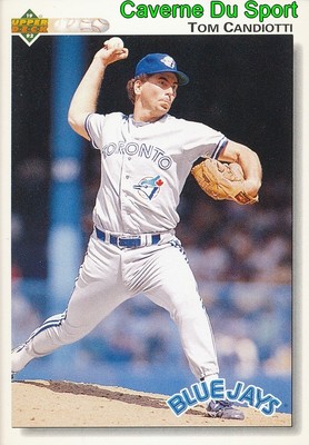 447 TOM CANDIOTTI TORONTO BLUE JAYS BASEBALL CARD UPPER DECK 1992