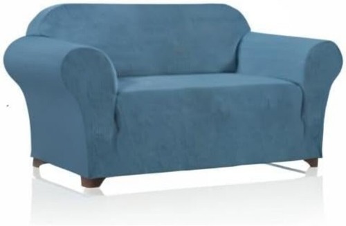 High Stretch Sofa Slipcover - Dusty Blue Protector for Loveseat with Elastic Fit - Picture 10 of 10