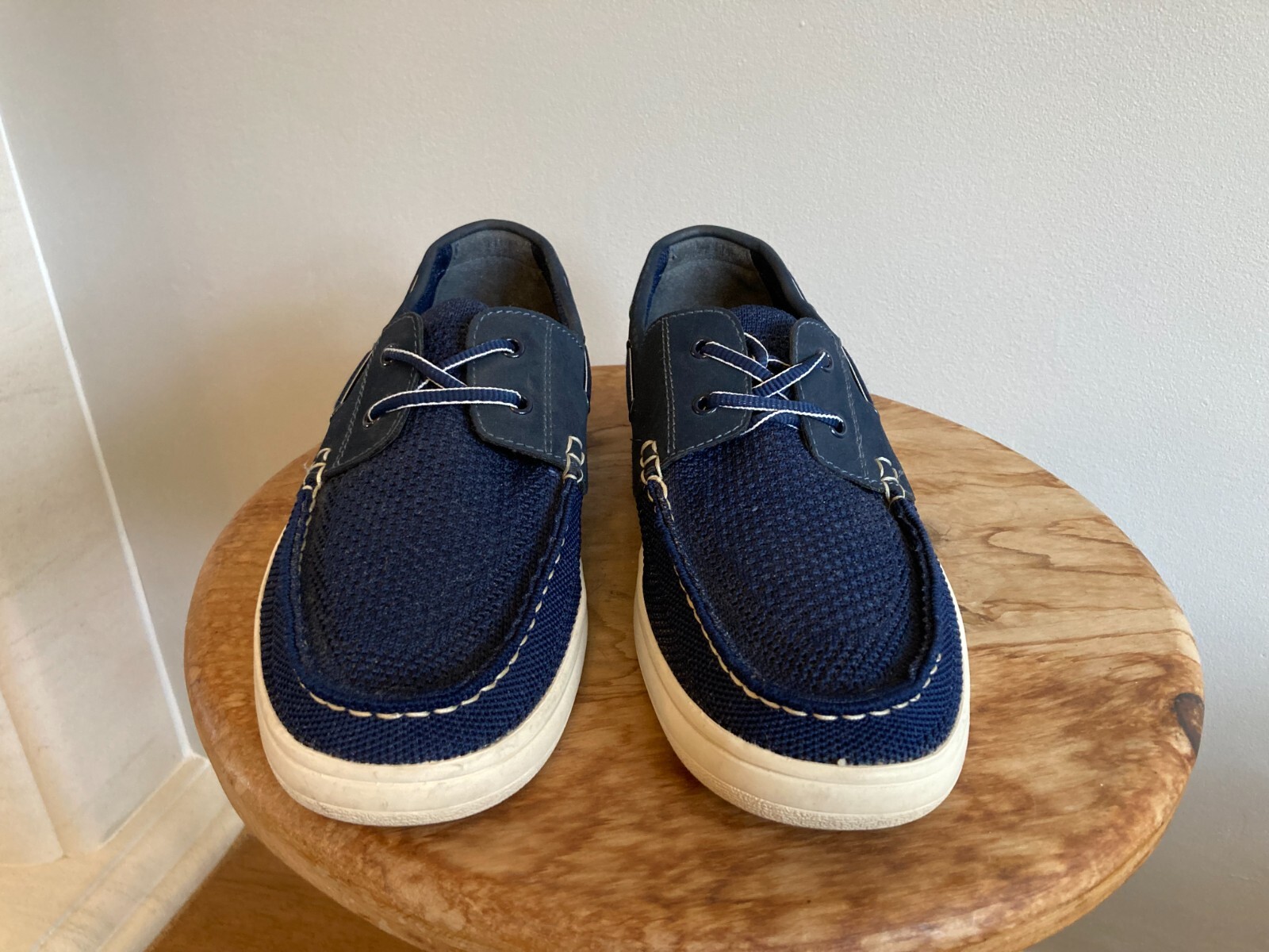 MENS DUNE LONDON NAVY BLUE KNIT BOAT SHOES UK 9 LACE UP TRAINERS DECK BOOTS eBay