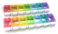 7 Day Pill Organizer, Rainbow Color, 2 Pack