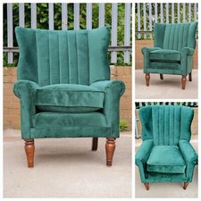 Stunning Tetrad Dunmore Library Club Armchair Velvet Bottle Green Deliv Ava 🚚🚚
