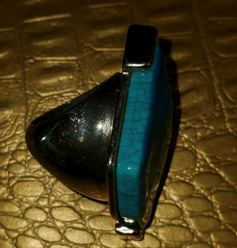 Women's Solid Silver Turquoise Cocktail Rough Sto… - image 5