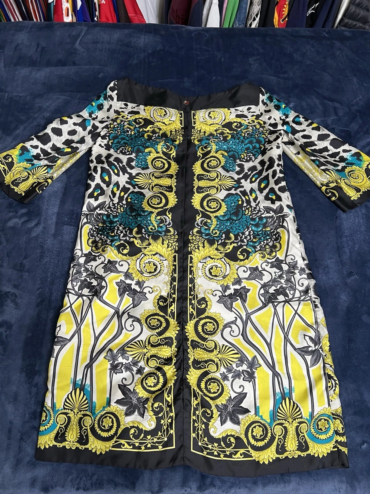 Abito corto donna seta Gianni Versace collezione taglia 40 stampa animalier ghepardo
