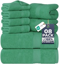 Towel Set 8 Piece Cotton Hunter Green