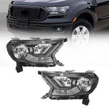 HeadLamps Headlights Halogen Black Left+Right For 2019-2023 Ford Ranger XL XLT