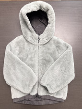 Zara Gray Faux Fur Girls Boys kids Hooded Jacket Size 7 years